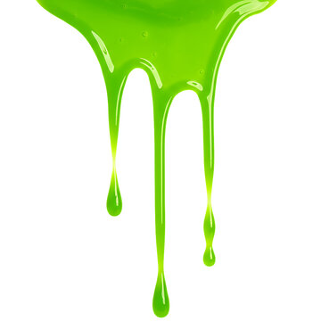 Bright green slime dripping isolated on transparent background