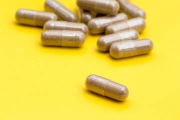 Organic herbal alternative medicine herbal capsules, natural supplements for healthy and good life.