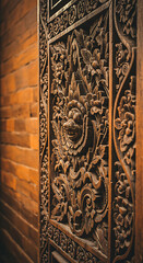Traditional Floral Wood Carving Pattern Background