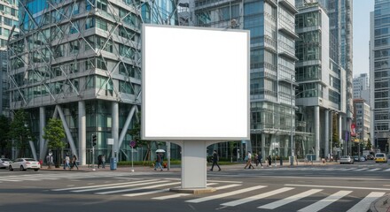 Obraz premium Empty Vertical Billboard with City Background
