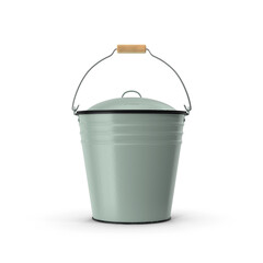 Blue Enamel Bucket with Lid isolated on transparent background