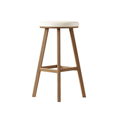 Modern Wooden Bar Stool with Cream Upholstered Seat