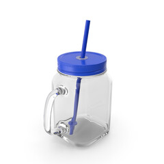 Blue Glass Jar Cup isolated on transparent background