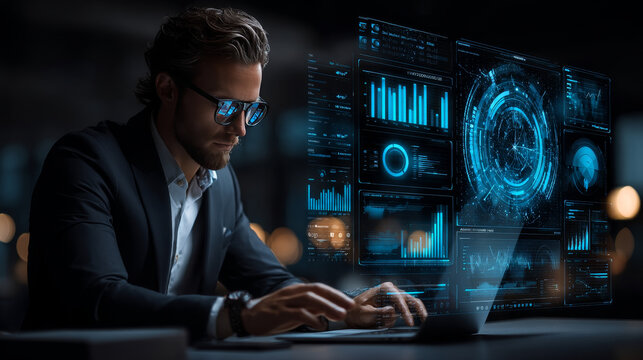 Businessman hand touches a shield, KPI metrics, performance, analytics. The concept represents safeguarding business objectives, strategic goal monitoring, efficiency, and decision-making accuracy.