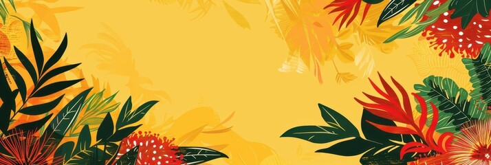 Mabo day celebration in australia with vibrant tropical floral design for posters or cards. Horizontal banner. Copy space. Flat illustartion. Australia Day, ANZAC Day