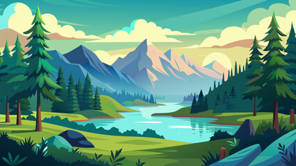Majestic Mountain Lake Landscape. Serenity in Nature