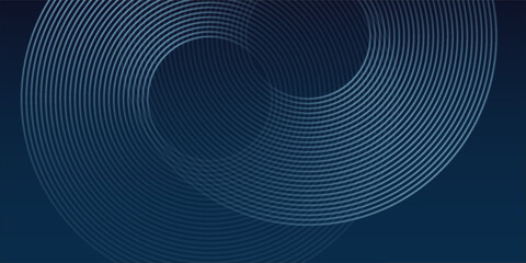 Abstract blue glowing geometric lines on dark blue background. Modern shiny blue circle lines pattern. Futuristic technology concept simple art