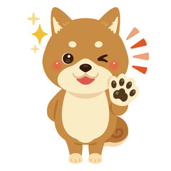 グッドサインを出す柴犬のキャラクターイラスト