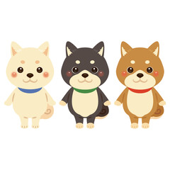 色違いの柴犬キャラクターイラストセット