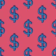 Seamless pattern with dollar currency symbol for decorative print, wrapping paper, greeting cards, wallpaper and fabric