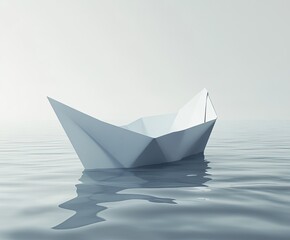 A paper boat floating on the water, a vector illustration with a simple design against a white background.