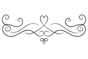 Beautiful Heart Vector Swirls Flourish Borders for Weddings and Stationery