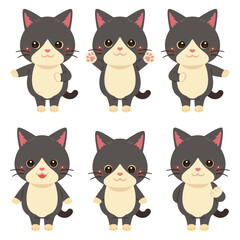 指さしをする猫のキャラクターイラストセット