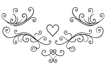 vector floral heart elements for design Swoops Silhouette Design