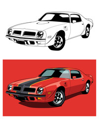 1974 Red Strip Muscle Car legend