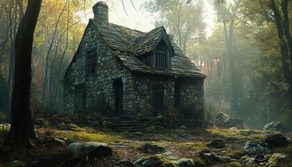 Abandoned stone cottage ruins standing as a silent reminder of history and resilience.