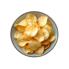 Crispy Potato Chips in a Bowl, Overhead View