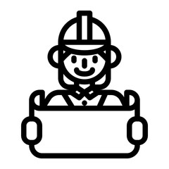 Architect Women Icon  in Outline Style. Line Art