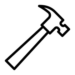 Hammer Icon in Outline Style. Line Art