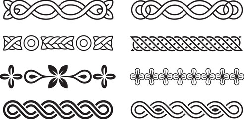 Elegant black and white border designs collection for decorative graphic elements