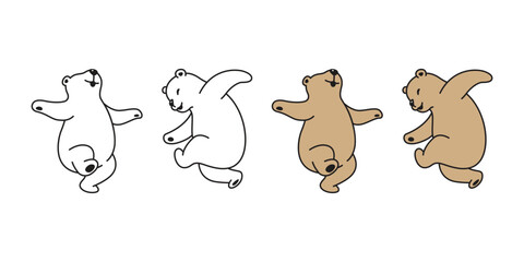 Bear polar icon vector dancing dance teddy pet cartoon character logo symbol illustration clip art isolated