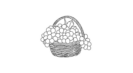 Minimalist Monoline Hand-Drawn Grape Illustration – Line Art Fruit Design