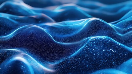 Abstract Blue Waves with Digital Particles in Fluid Motion