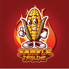 Cheerful Corn Cob Mascot Brand Logo Design