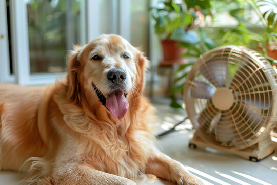 Golden Retriever Relaxing in the Summer