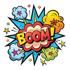 Cartoon comic sign burst clouds. Speech bubble, boom sign expression and pop art text frames. Comics mem expressions speech, superhero book bubbles label. Isolated vector symbols set 