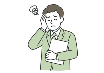 悩みを抱えるビジネスマンのイラスト
