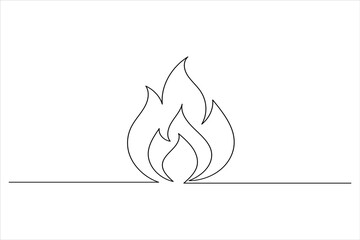 Fire icon continuous one line drawing minimalist style isolate simple outline vector illustration