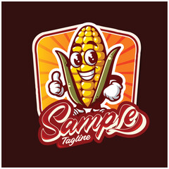 Cheerful Corn Cob Mascot Brand Logo Design