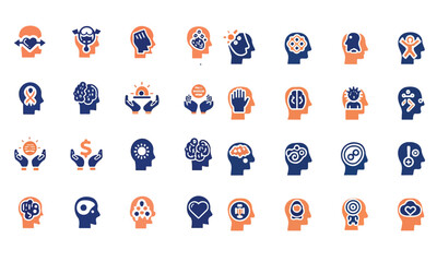 Obraz premium mental wellness icon set vector