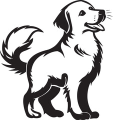 dog wagging tail, vector, black and white, white background icon black vector illustration
