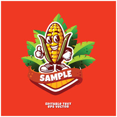 Cheerful Corn Cob Mascot Brand Logo Design