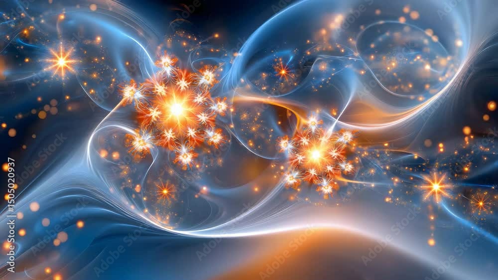 Wall mural vibrant blue and orange abstract background with fluid shapes and dynamic color blends for design us