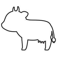 横向きの乳牛の線画