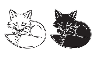 Minimalist Black and White Cartoon Foxes with Bold Lineart