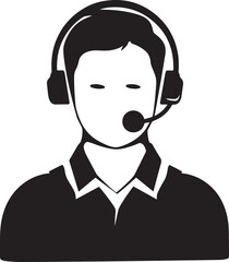 minimalistic icon, vector illustration, black with white background, Service call icon black on white background, clean, simple,