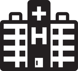 Obraz premium Simple monochromatic icon of a hospital H on a white background icon black vector illustration