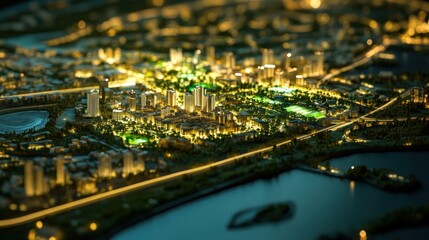 Fototapeta premium Cityscape Model at Night