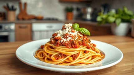 Delectable Spaghetti with Rich Tomato Sauce: A Warm Culinary Scene