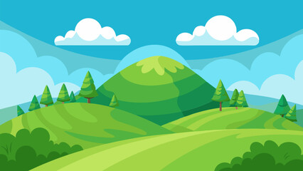 Obraz premium Serene Green Hills Landscape. Breathtaking Countryside View