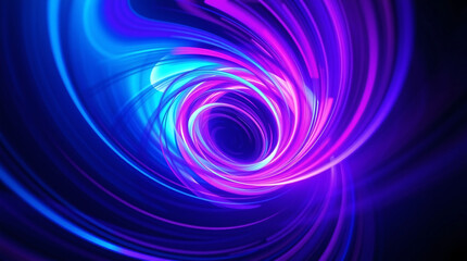 Obraz premium Neon-colored motion trail twists into an abstract vortex with curved precision and a glowing edge.