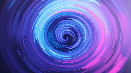 Futuristic vortex of gradient lines rotates continuously with luminous purple-blue highlights.