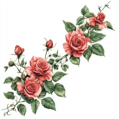 Fototapeta premium crimson rose bouquet: watercolor floral illustration