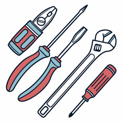 Vector illustration of appliance repair tools set, isolated on white background