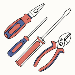 Vector illustration of appliance repair tools set, isolated on white background