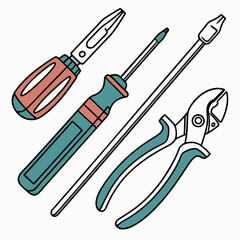 Vector illustration of appliance repair tools set, isolated on white background